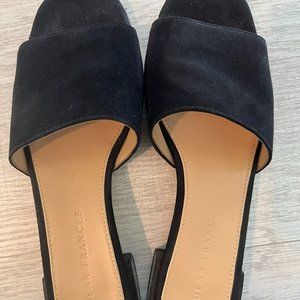 Dear Frances Black Suede Slides